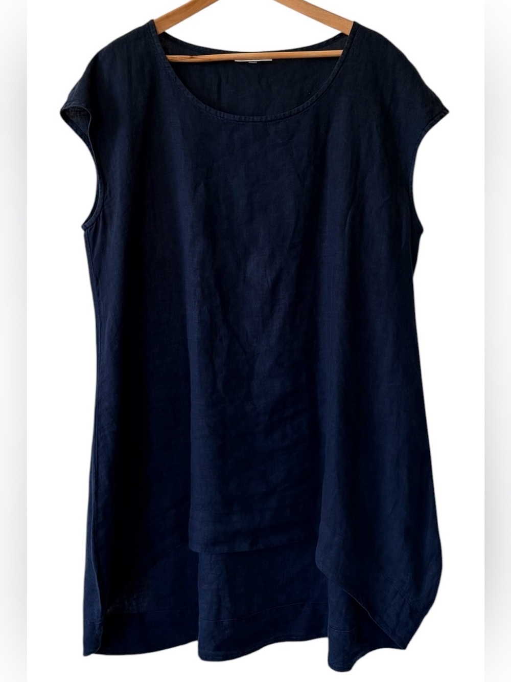 Bryn Walker XL Tunic Navy Linen Balloon Hem Lagenlook Classic